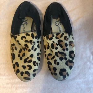 Yosi Leopard print pony hair loafers